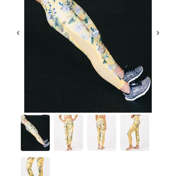 ZYIA Active Floral Print Leggings - Yellow and Blue. - Picture 3 of 3